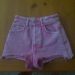 zara pink jean shorts size 2